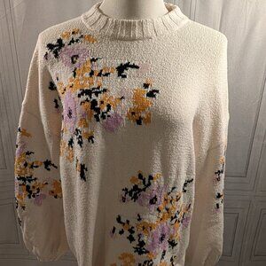 Urban Outfitters Floral Sweater with Balloon Sleeves